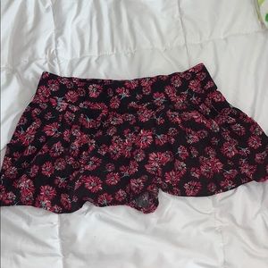 Pink and black floral flowy shorts